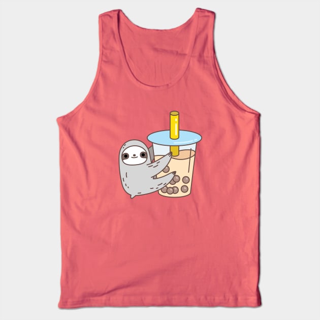 Sloth loves bubble tea Tank Top by Noristudio